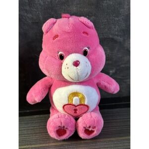 Care Bears Secret Bear Plush Stuffed Animal Pink Heart Lock 9" 2004 Vintage